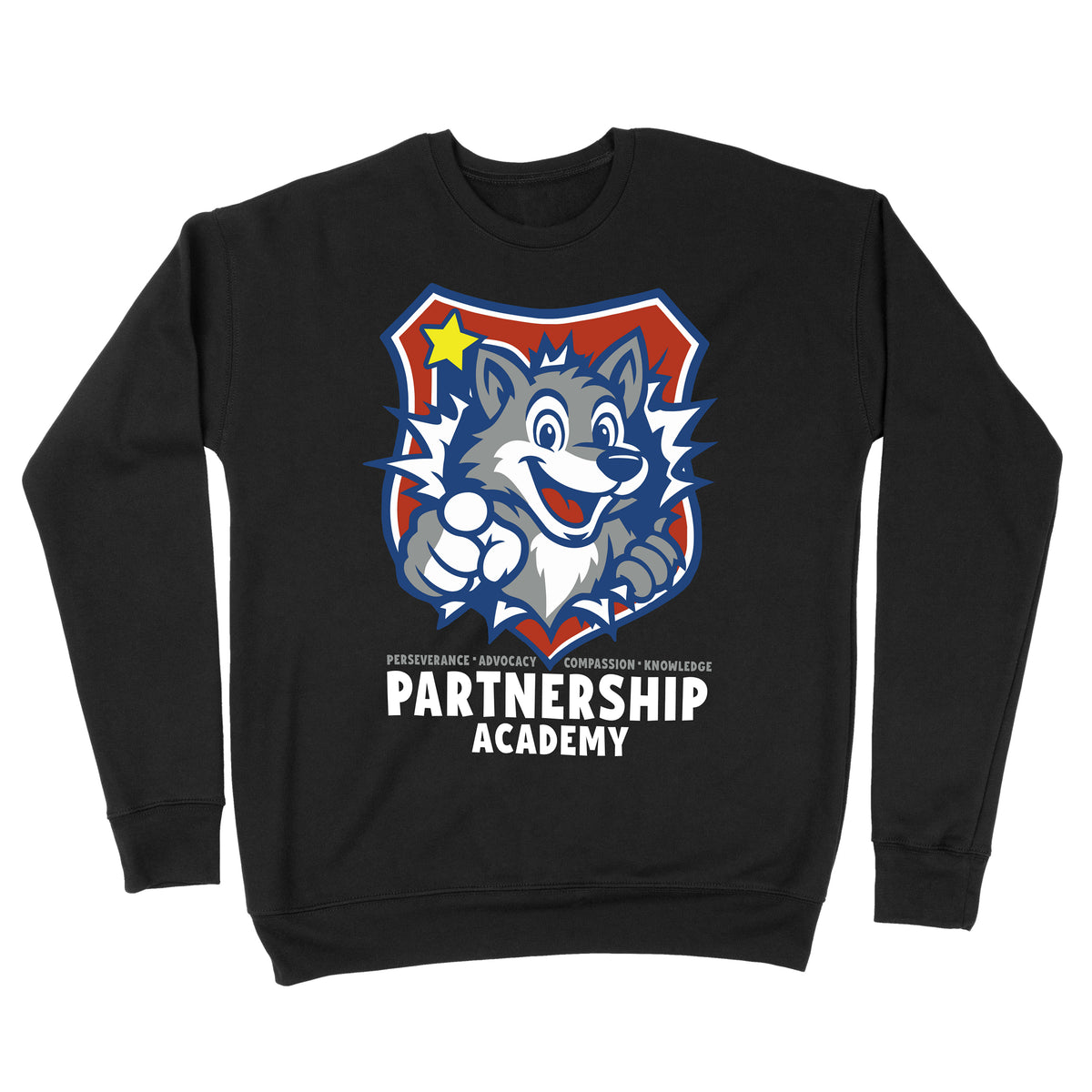 PA Sparky Burst Black Crewneck (Pre-K)