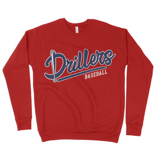 Drillers Red Adult Sponge Fleece Crewneck