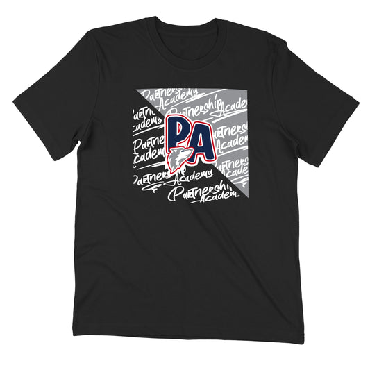 PA Script Block Black Adult Tee